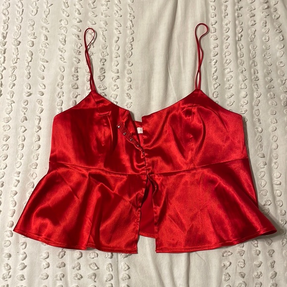 Red Button Up Top - Picture 1 of 2